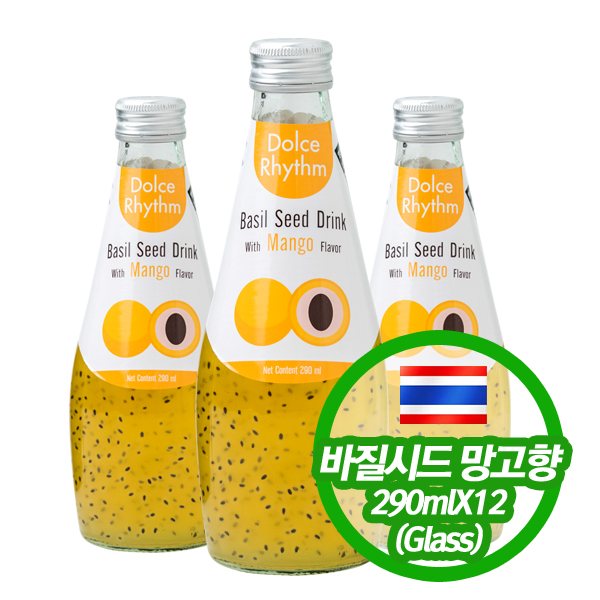 돌체리듬 바질시드 망고향 씨앗음료 Dolce Rhythm 290mlX12(Glass) : 워터카페