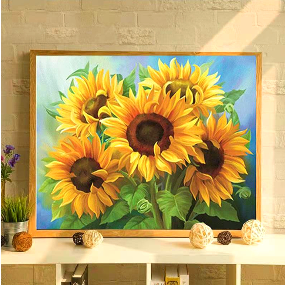 보석자수나라 보석 십자수 ab비즈 큐빅 구슬 5송이 해바라기50x40cm : 보석자수나라