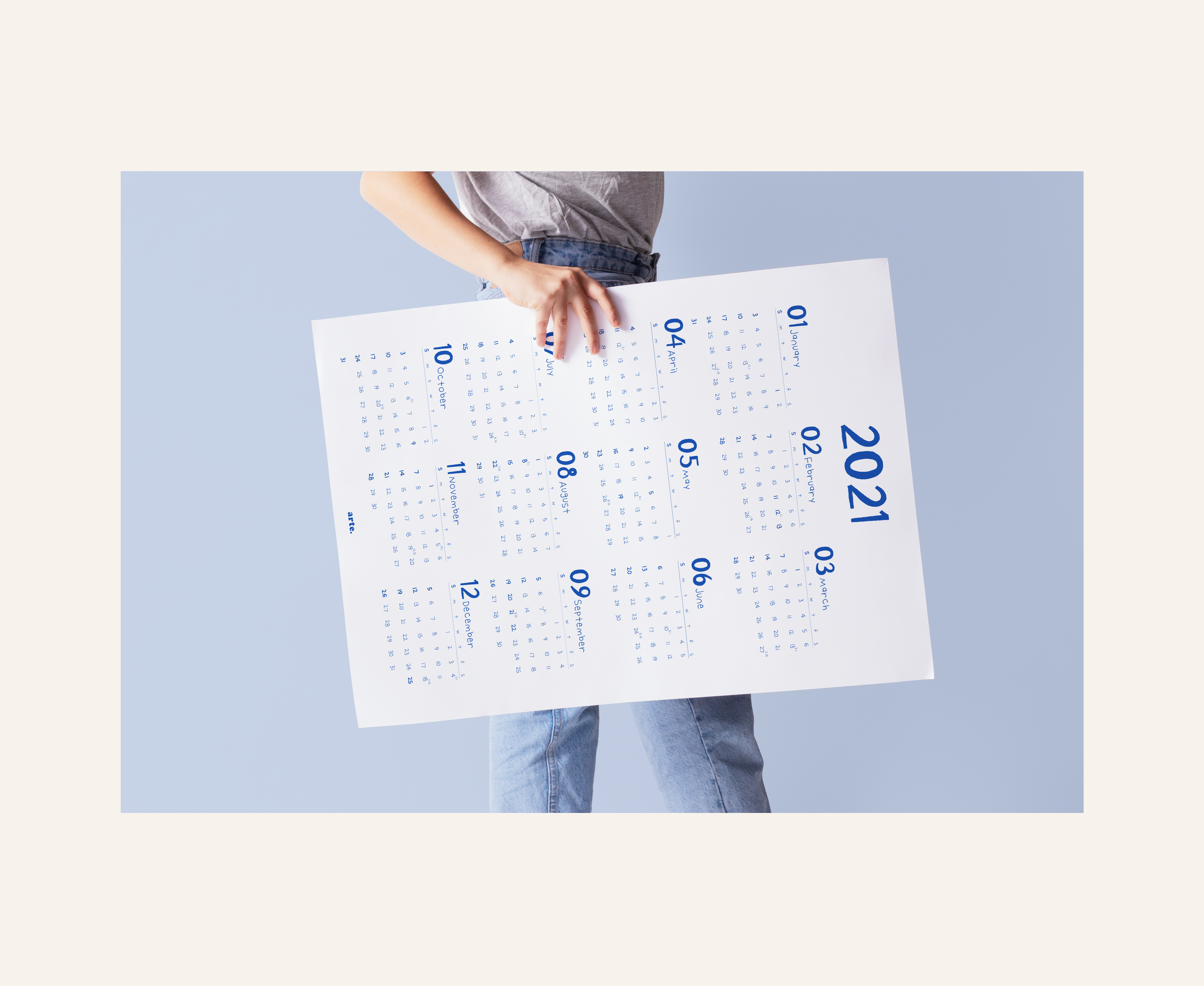 2022년 대형 달력 / 2022 BIG SIZE CALENDAR POSTER / 음력 날짜 , 공휴일 표기 / 스튜디오비이 : STUDIO BE