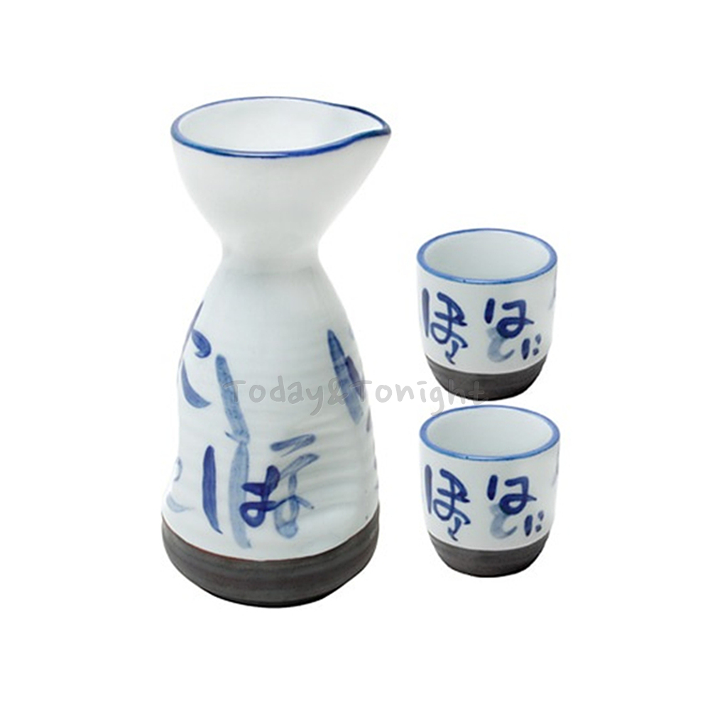 도자기 블링 글자 독구리+소주잔(2개) 사케병 도꾸리 이자카야 일본 술병 술잔 사케잔 : 리빙라인