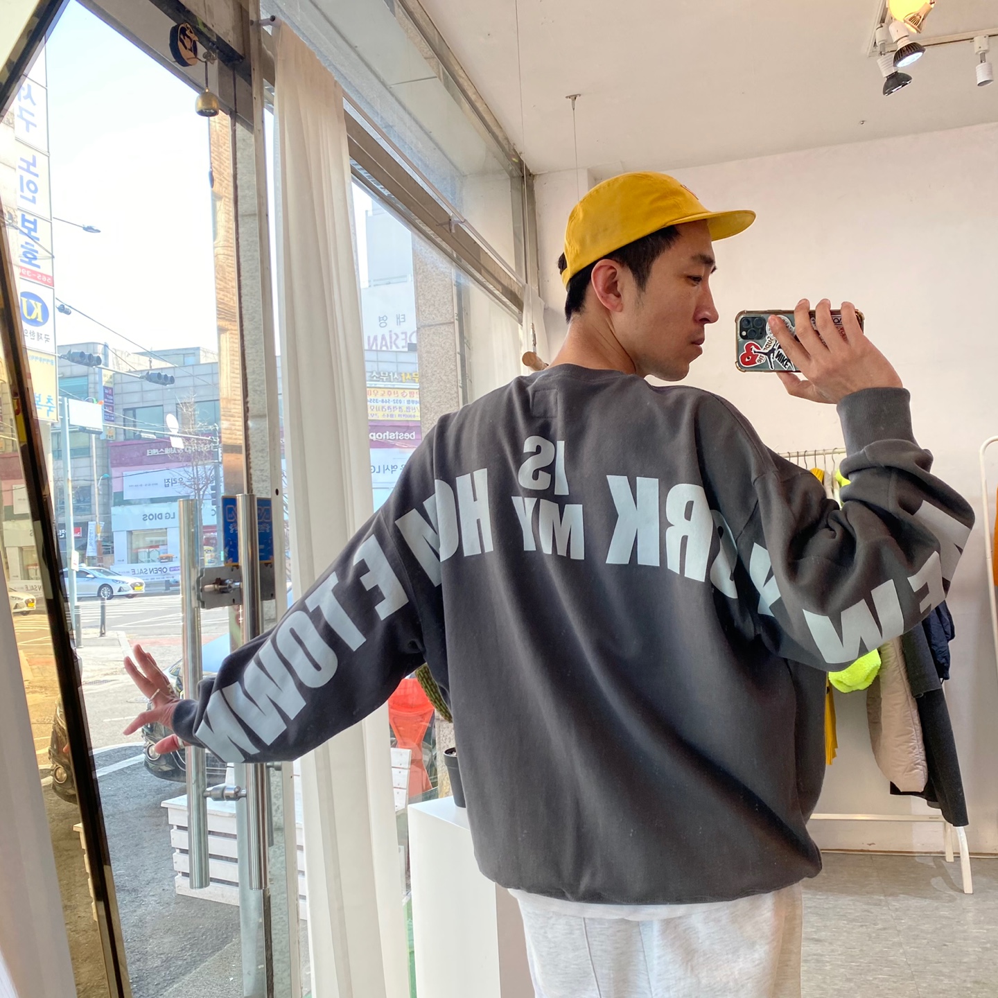 WASHING deAL 남녀공용 오버핏 ny 다운타운 맨투맨 티셔츠 4 COLOR : 아는형네