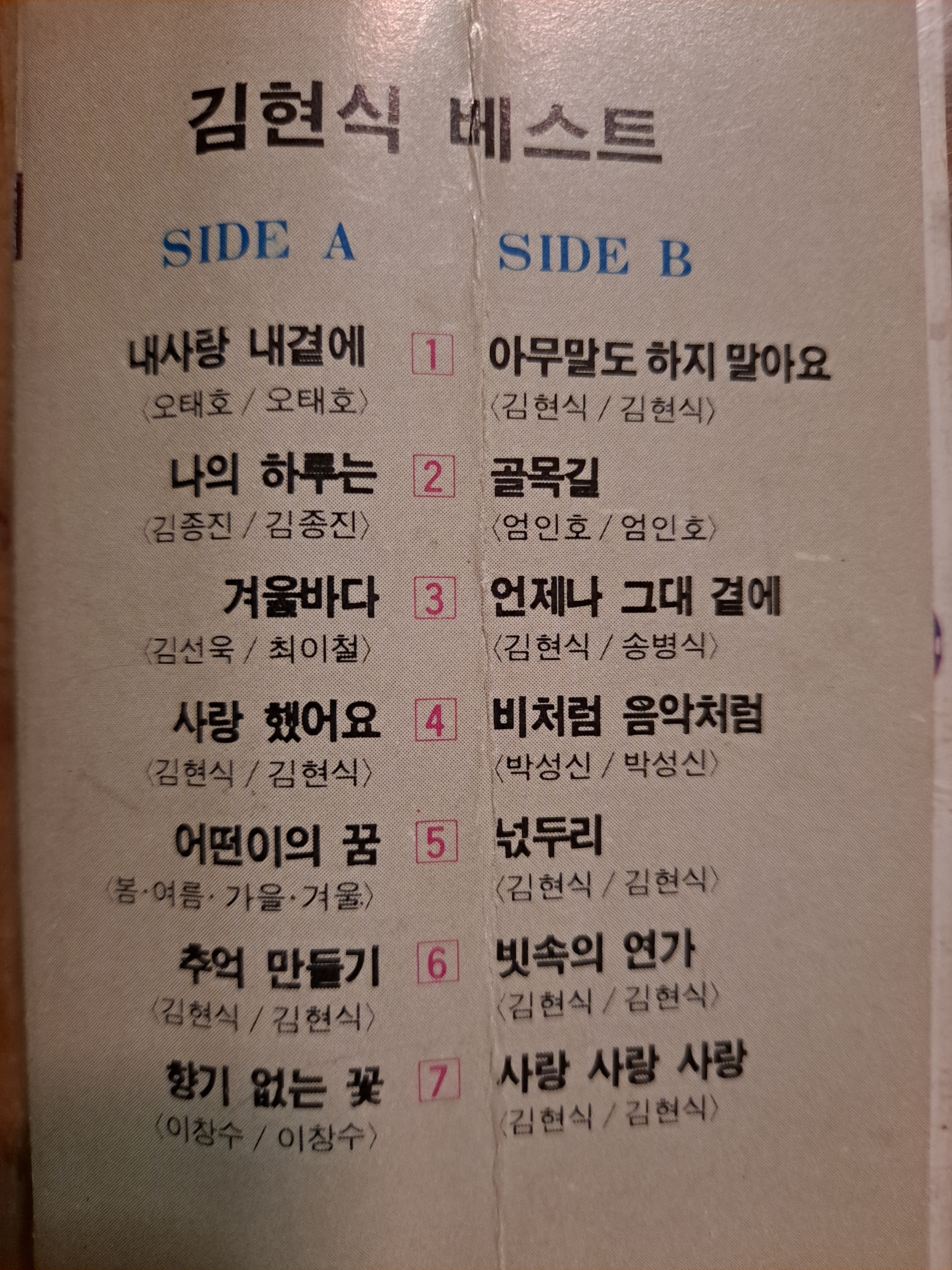 추억의 카세트 테이프 김현식 6집 음반 : 덕후상회