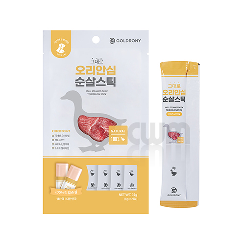 (DOG/CAT)골드로니 그대로 순살스틱 오리안심 4 stick : 청담우리몰