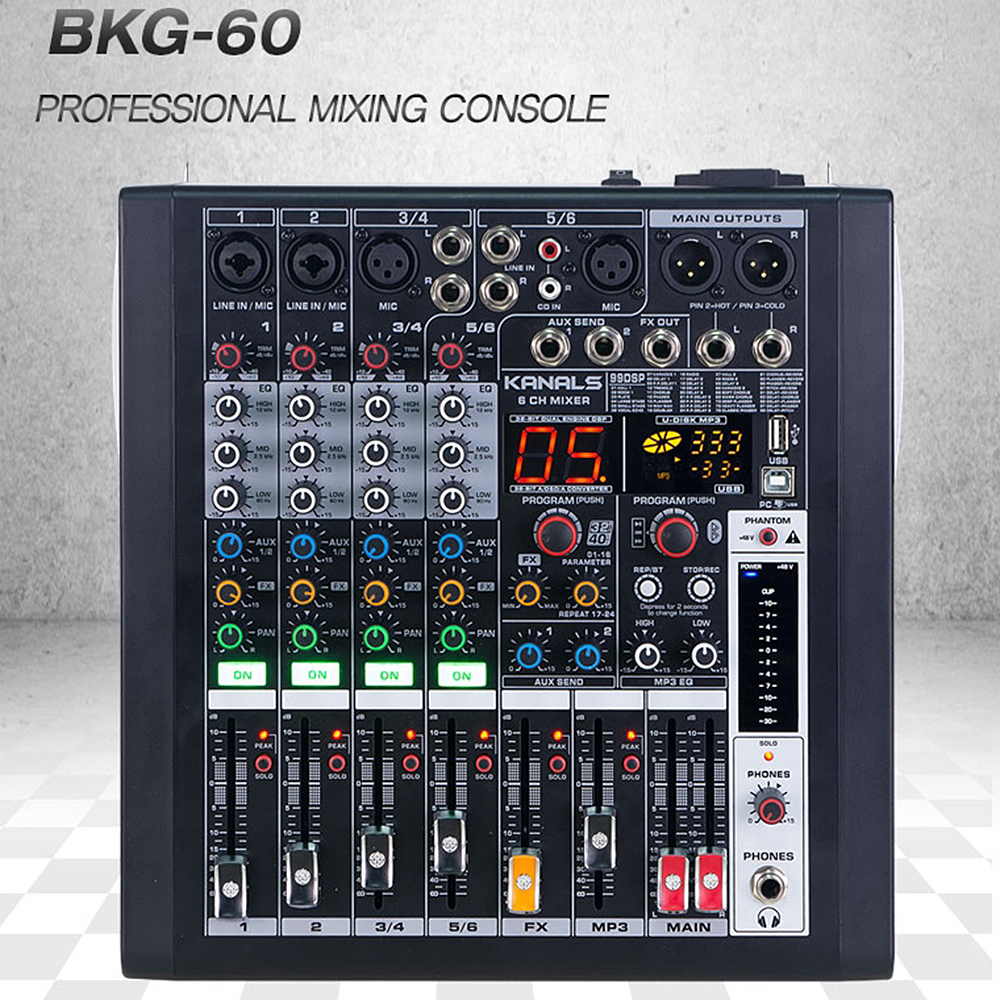 카날스 BKG-60 오디오믹서 6채널 블루투스 USB 녹음 학교 교회 강당 인터넷방송 : 인풋사운드