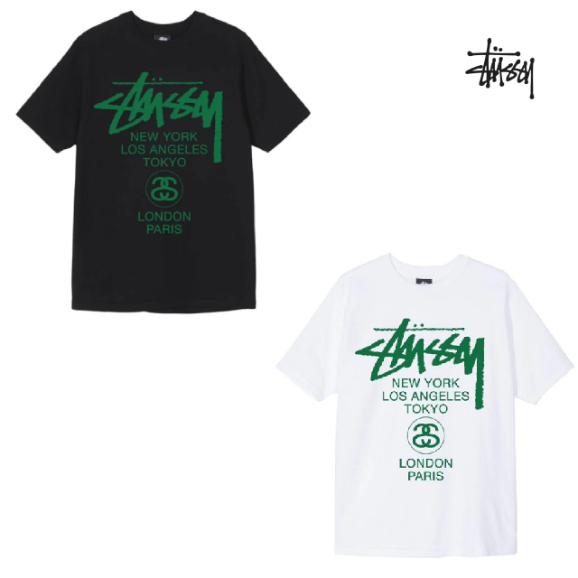 STUSSY 우먼스 월드 투어 티 2종 화이트,블랙 : TWIN-BE