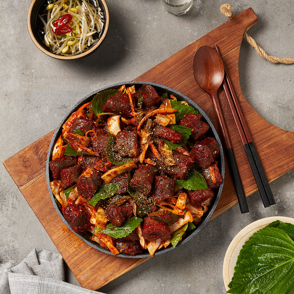 쿡솜씨 깻잎 매콤 순대 볶음 캠핑 맛집 술안주 요리 음식 야식 야채순대 2인분 밀키트 : 쿡솜씨