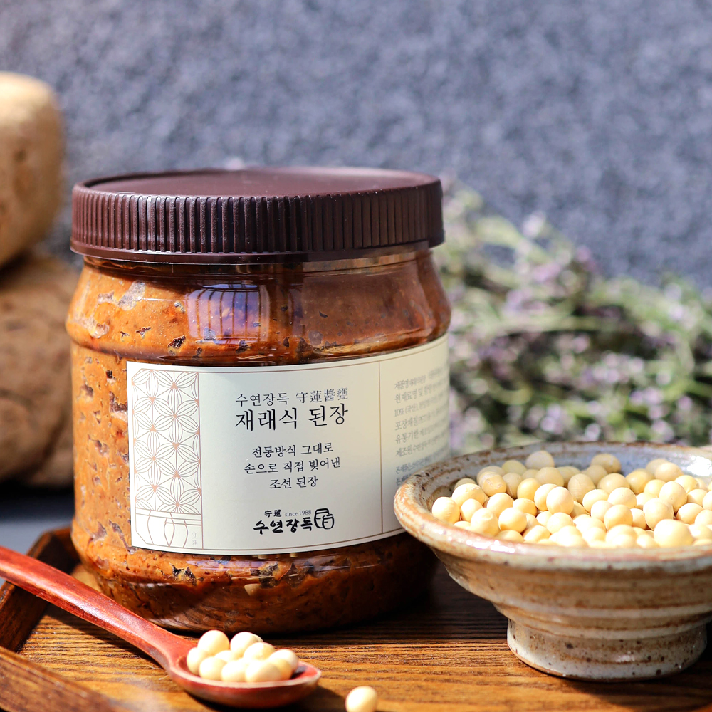 수연장독 맛있는 100% 국산 콩 수제 항아리 숙성 재래식 전통 시골 집 된장 600g : 수연장독