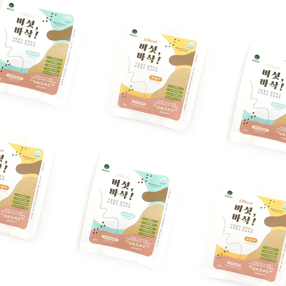 바삭한 스넥 비건 안주 버섯스낵 다이어트 저칼로리 오일프리 버섯칩 6EA 1SET : 마주 maJu