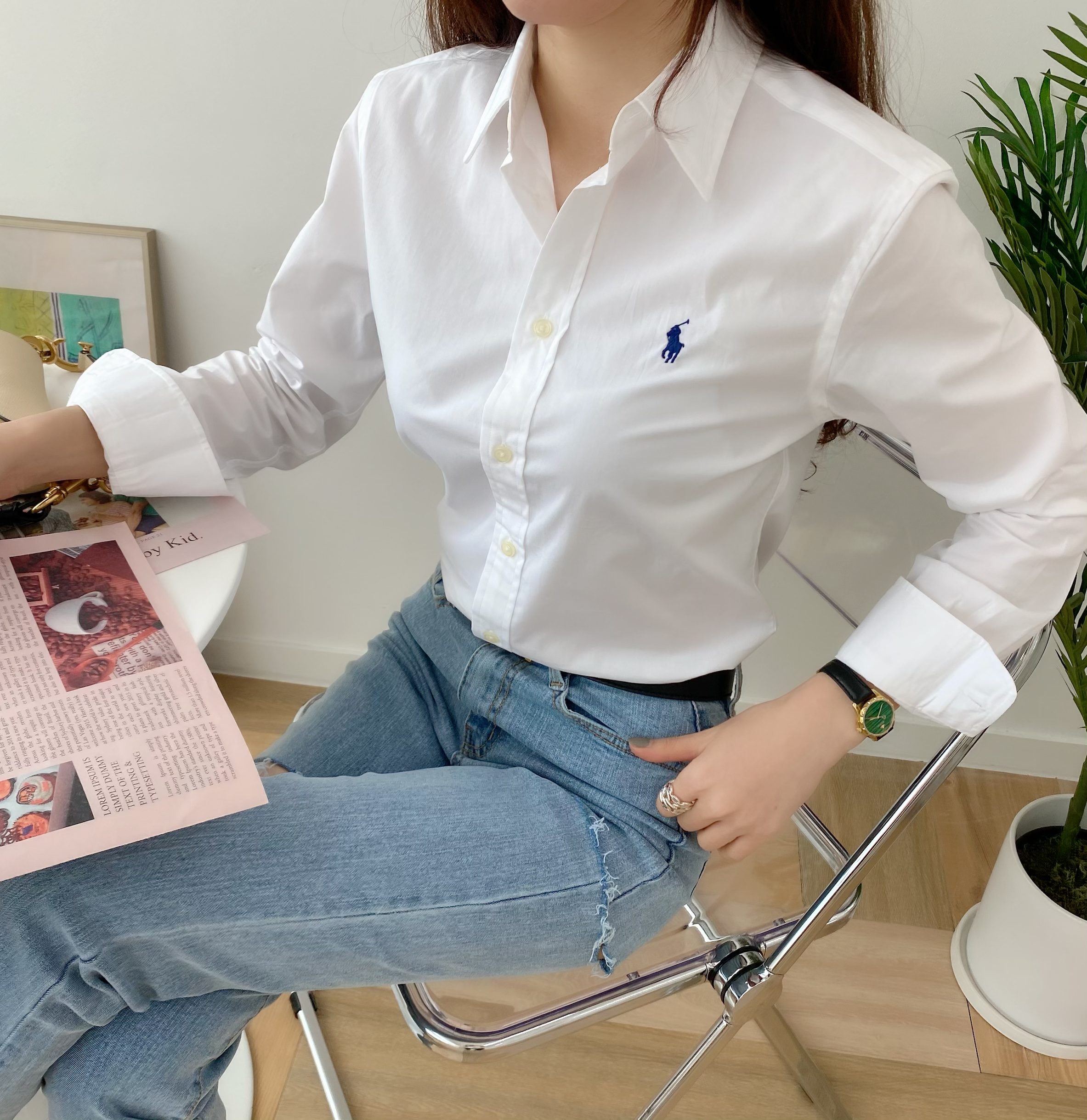 (5컬러)폴로랄프로렌 클래식핏 포플린 셔츠(화이트/네이비/블루) : 바이찬스