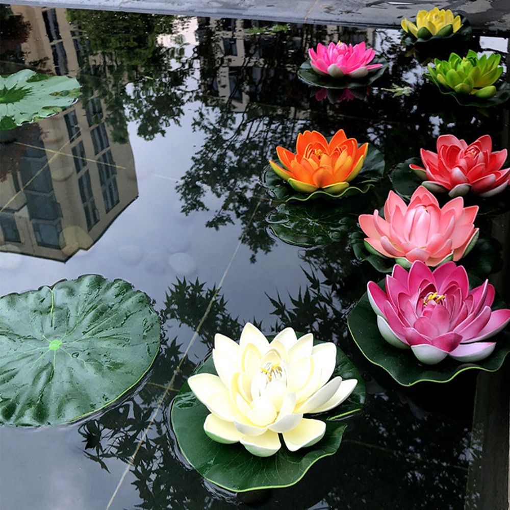 3 pcs 부동 로터스 인공 가짜 꽃 살아있는 마이크로 풍경 웨딩 파티 연못 홈  25 : 와마트