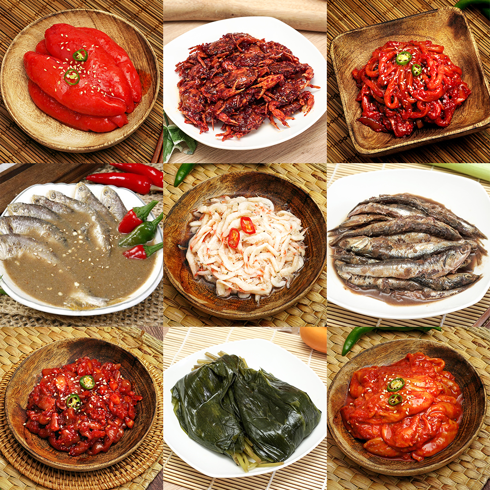 강경진주상회 42종 젓갈모음 쌈젓 국산새우젓 특오징어젓 명란젓... 꼴뚜기젓 청어알젓 특창난젓 특낙지젓 토하젓 씨앗젓갈 (대용량) : 강경진주젓갈