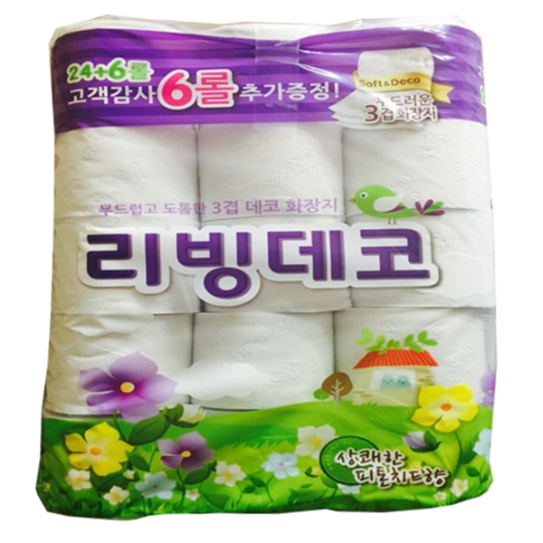 삼정펄프 리빙데코 3겹 30롤 화장실용화장지 : 강원종합유통