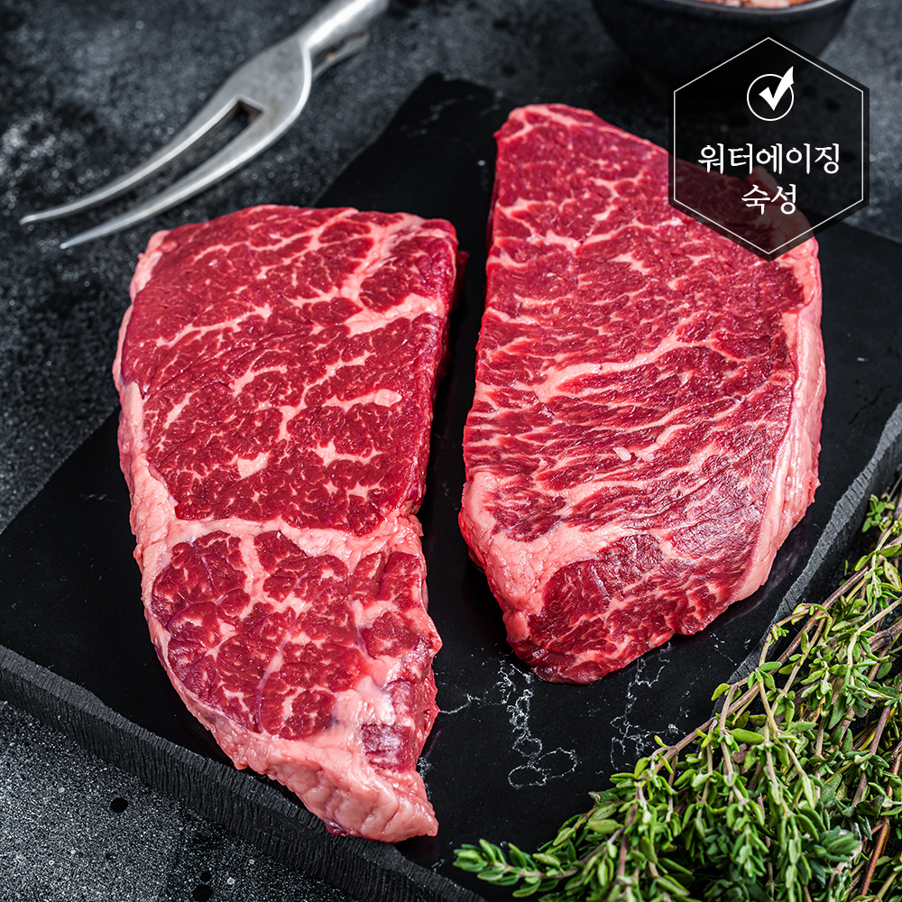 한우1++ 채끝살 200g 워터에이징 숙성 특수부위 소고기 구이용 캠핑 스테이크 짜파구리 : 할매정육점