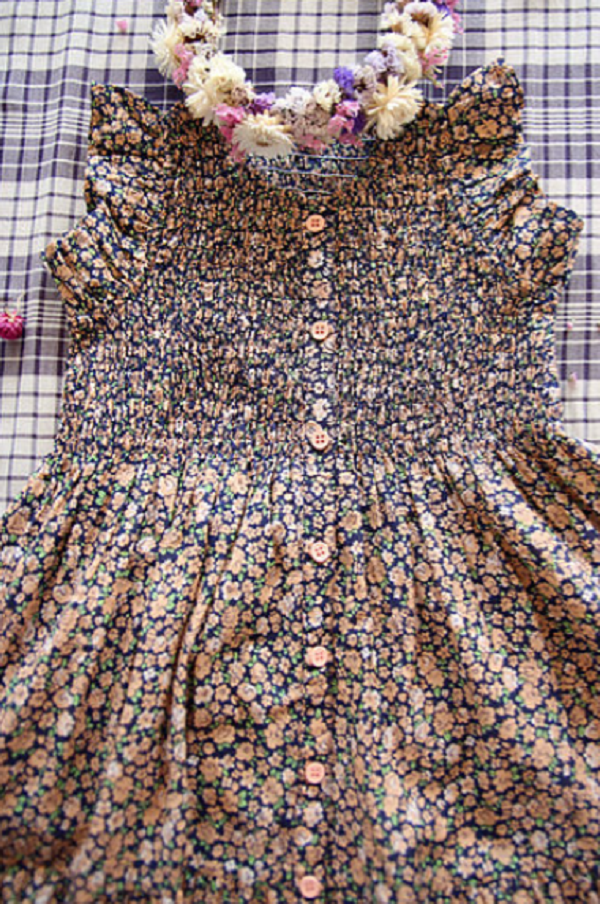 [봉주르다이어리] SS21 Bonjour Diary Ibiza Dress, Little Violets Flowers : Health Beauty