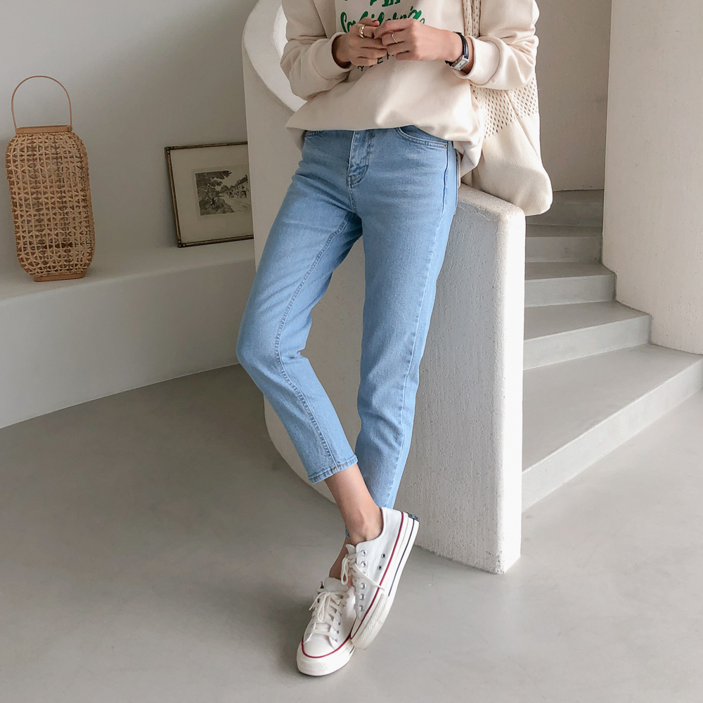 스판 슬림핏 워싱 일자 데님팬츠 21S5092AE2 : lalaon