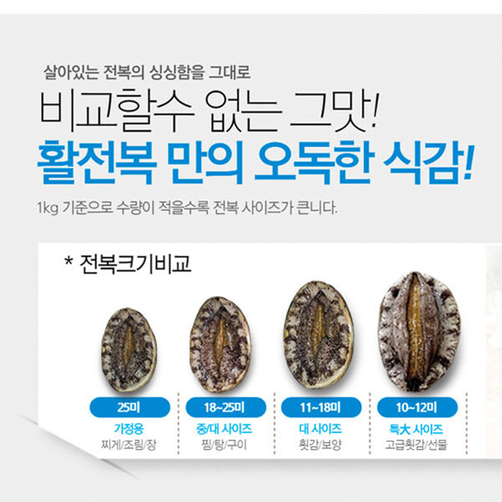 완도 활전복 왕특대 1키로 청해수산 전복 요리 버터구이 찜 회 제철 홈쇼핑 이바지음식 : 간달푸드