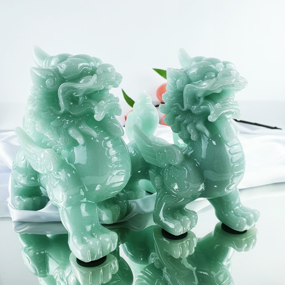 친집선 재물운 옥빛 색상 비휴 한쌍 : 친집선