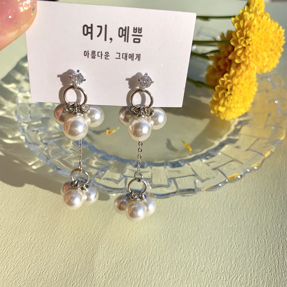 [여기예쁨] 은침 진주 블러썸 투웨이 귀걸이 우아한 분위기 여리 : 여기 예쁨