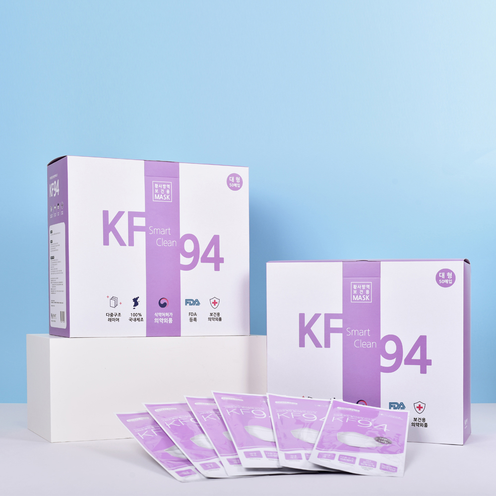 스마트클린 미세먼지 황사방역 마스크 KF94 대형 50매입 : 스마트클린 스토어