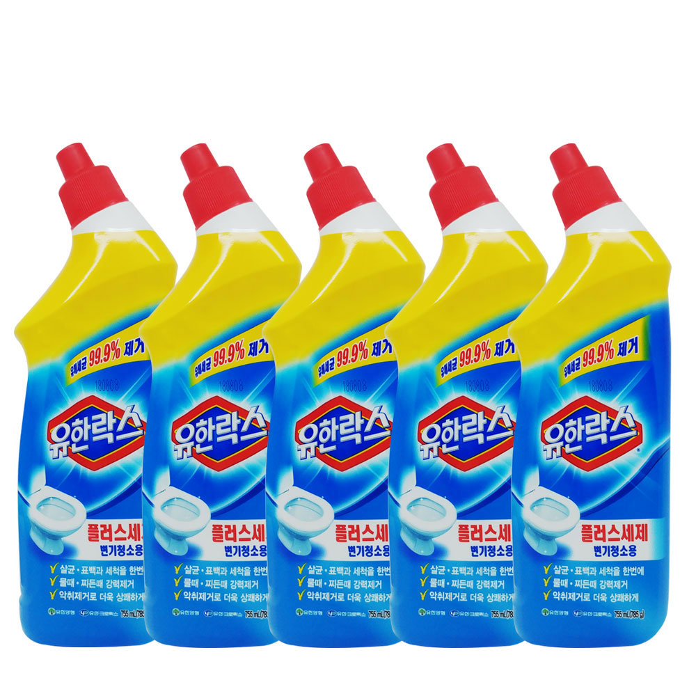 유한락스 화장실 욕실 변기 냄새 청소세제 플러스세제 (755mL x 5개) : SP유통