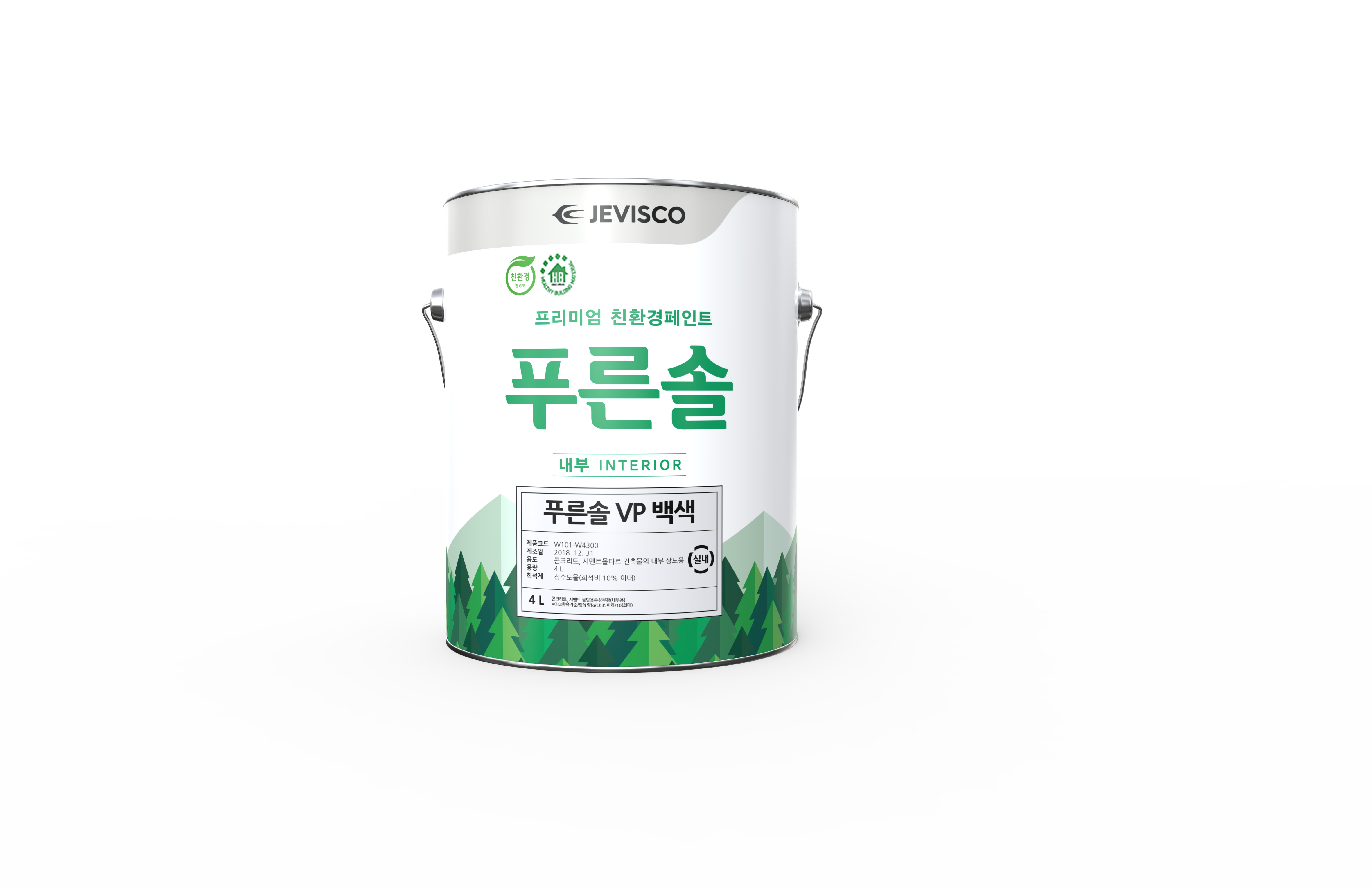 제비스코 푸른솔 VP 3.8L 무광 수성 페인트 매끄럽고 고급스러운 분위기 내부 벽면 : 페인트 캡틴