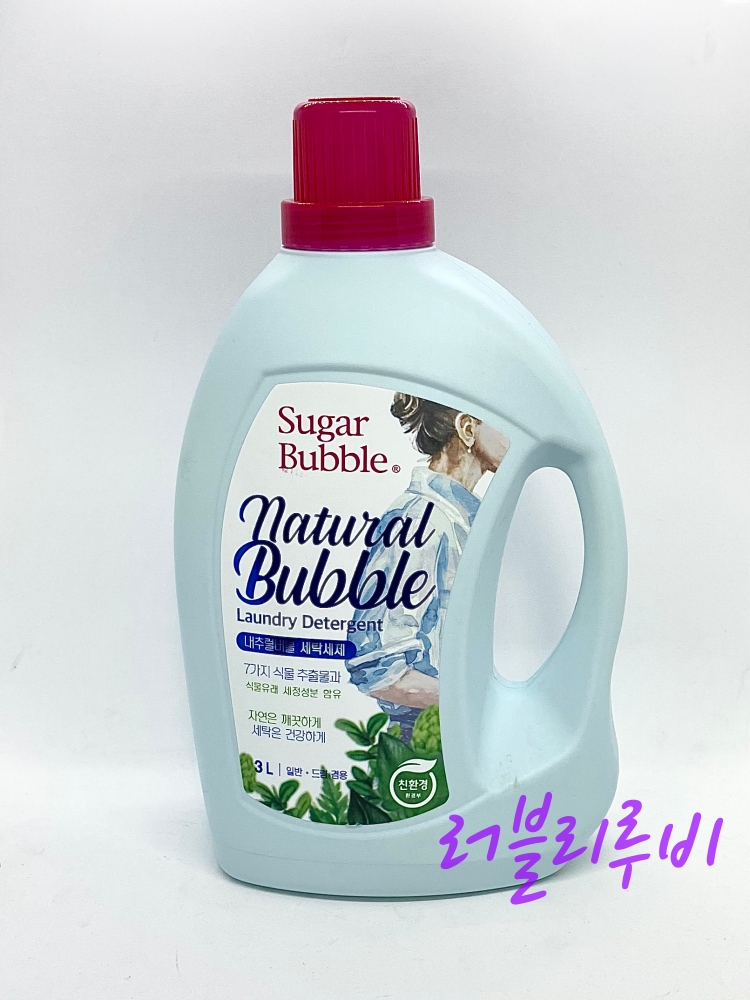 친환경아순한세제 슈가버블 식물성세탁세제 / 스노우코튼 친환경섬유유연제 3L 일반드럼겸용 : 러블리루비