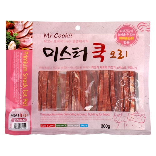 미스터쿡 소고기 연어 오리 300g 슬라이스 스테이크 큐브 스테이크칩 혼합 애견간식모음 : 개밥의민족