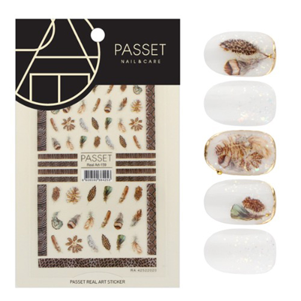 PASSET 파셋 리얼 아트스티커 REAL ART 159 레오파드,깃털 /네일스티커/네일아트/네일아트재료/네일스톤 : 네일나라
