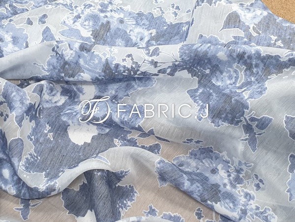 패브릭제이 60수 마 혼방 꽃무늬 프린트 번아웃 플라워 원단 FJ-160 : FABRIC.J