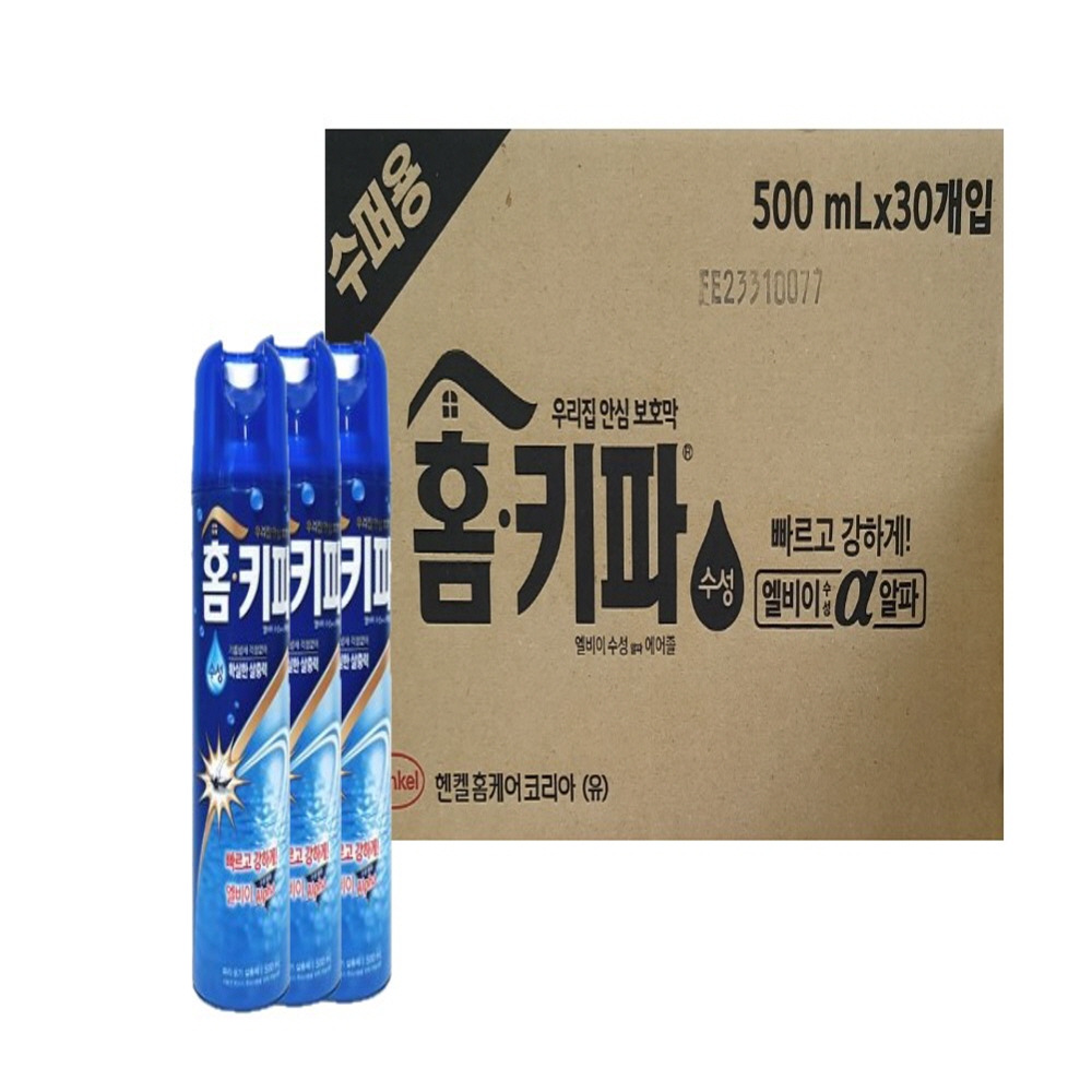 홈키파 엘비이 수성 알파 에어졸 (500ml,30개,1box) 모기약 벌레퇴치 모기약한박스 엘비한박스 홈키파한박스 홈키파 : 오소생활용품