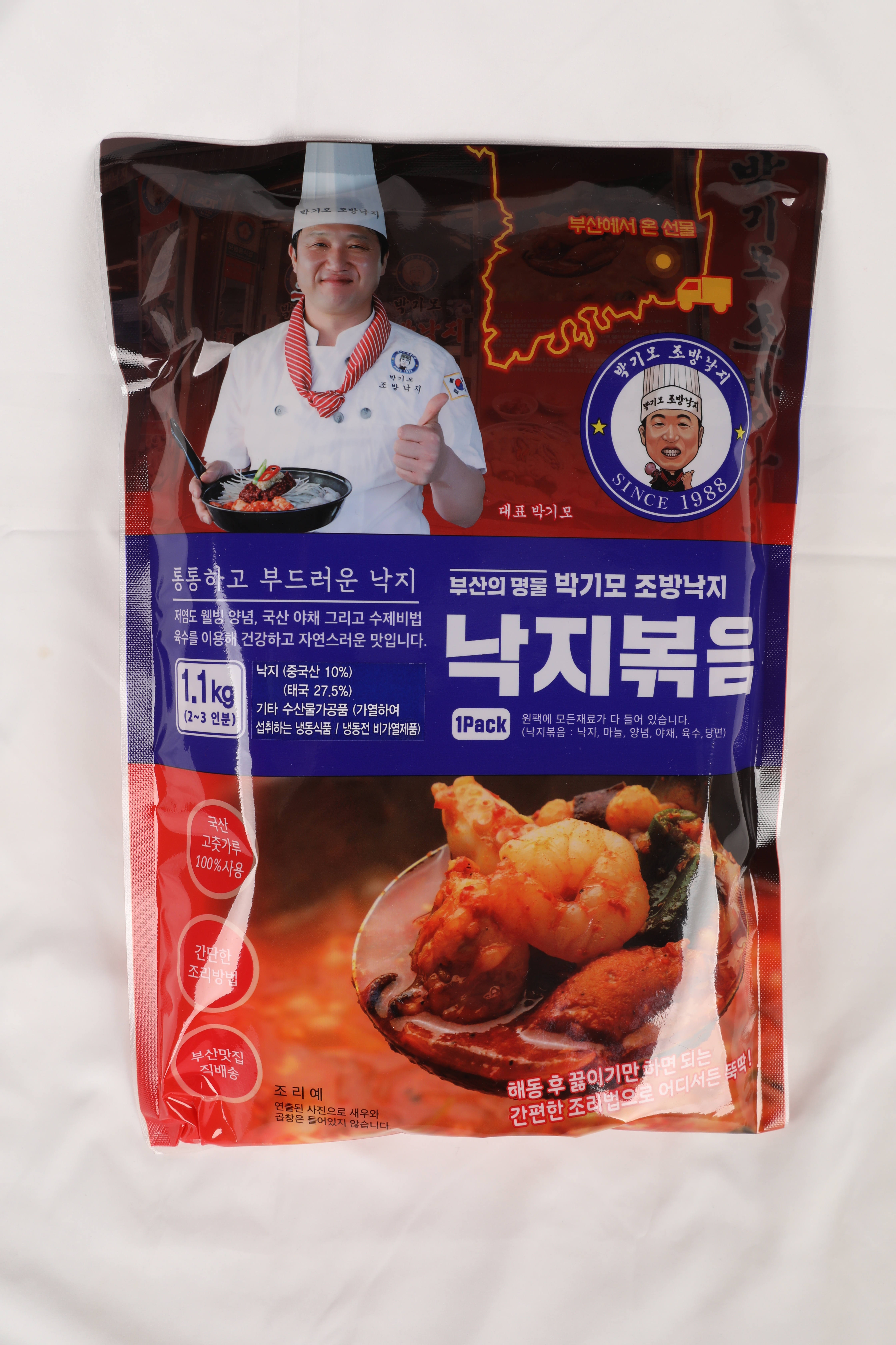 부산 낙지볶음 대용량 1100g 밀키티 캠핑 밥 반찬 박기모조방낙지 3인분 : 조방낙지