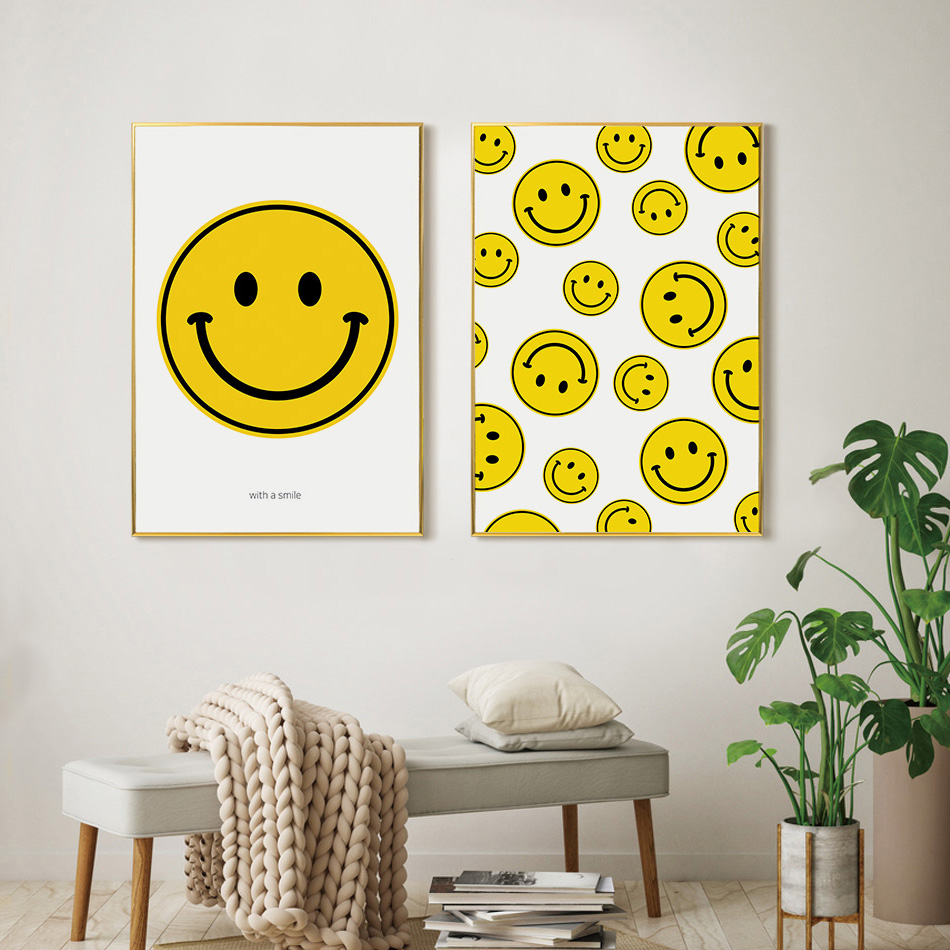 스마일 일러스트 인테리어 캔버스 그림 포스터 액자 - happiness A3 : 그리니시 페이지