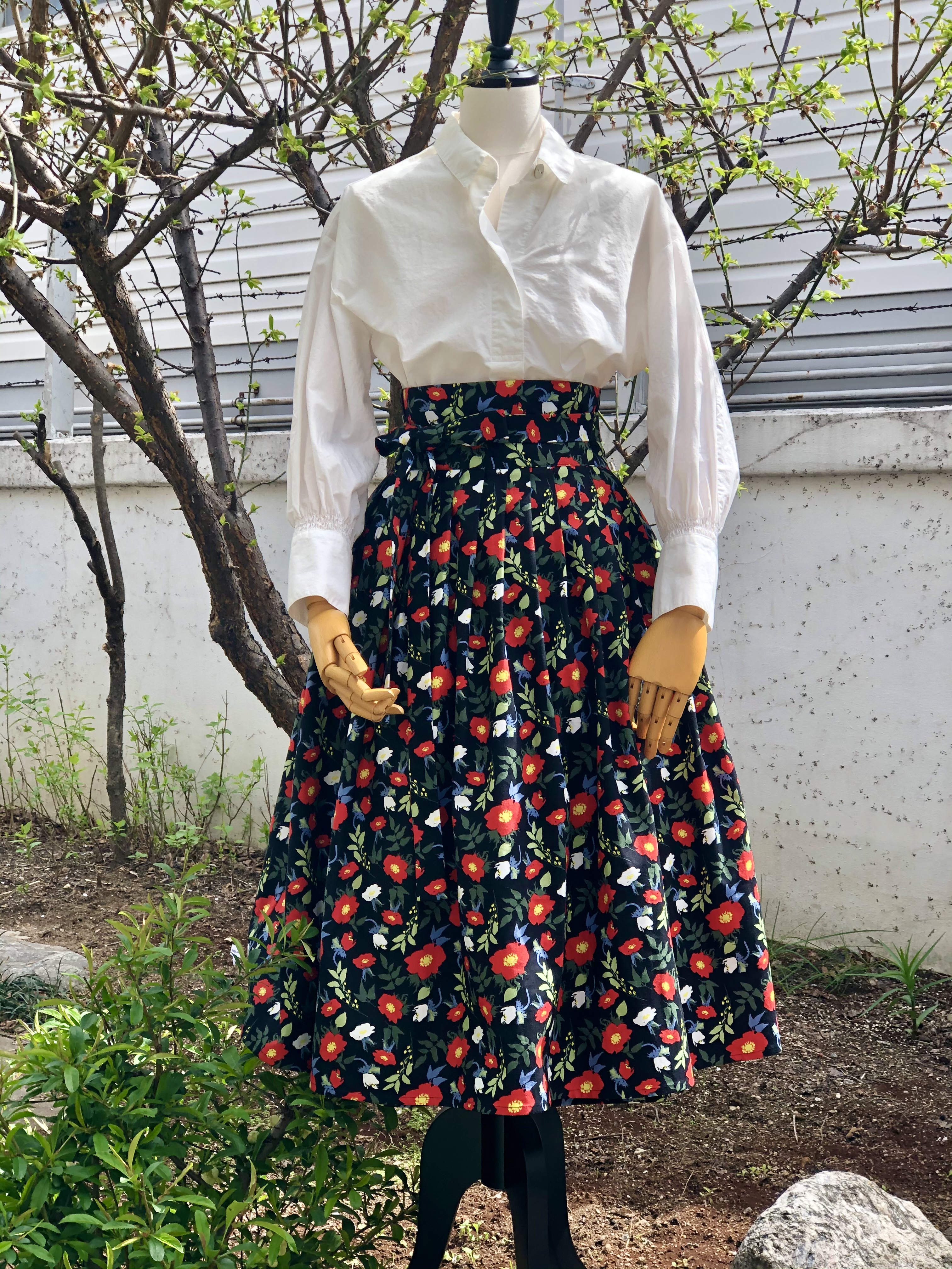 생활한복 꽃밤 옥스포드 레드 허리치마 : 단미의 바늘꽃이야기