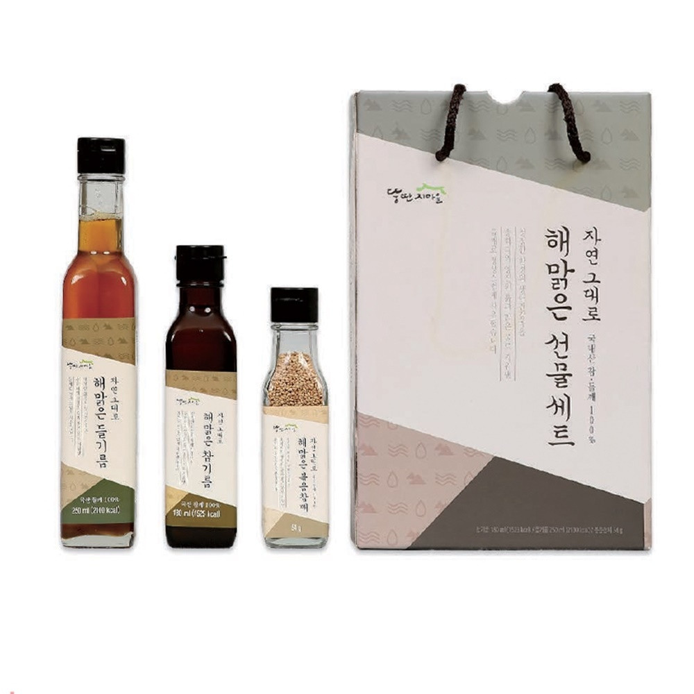 자연그대로 해맑은 선물세트 국산 참기름 들기름 볶은참깨 명절선물 : 공삼일샵