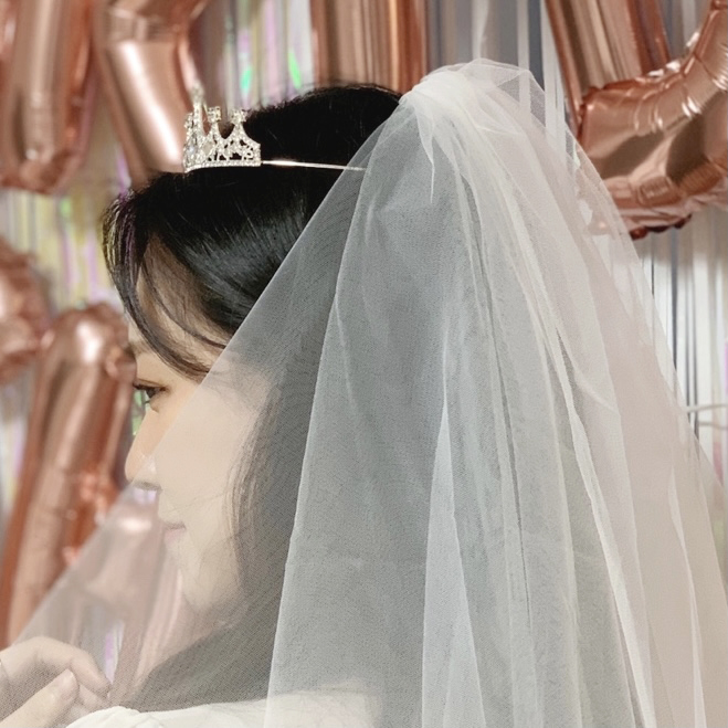 브라이덜샤워 소품 풍성한베일 기본 숏베일 순백 부드러운 면사포 셀프웨딩 헤어장식 만삭스냅 : 하이루씨 Hi-Lucy