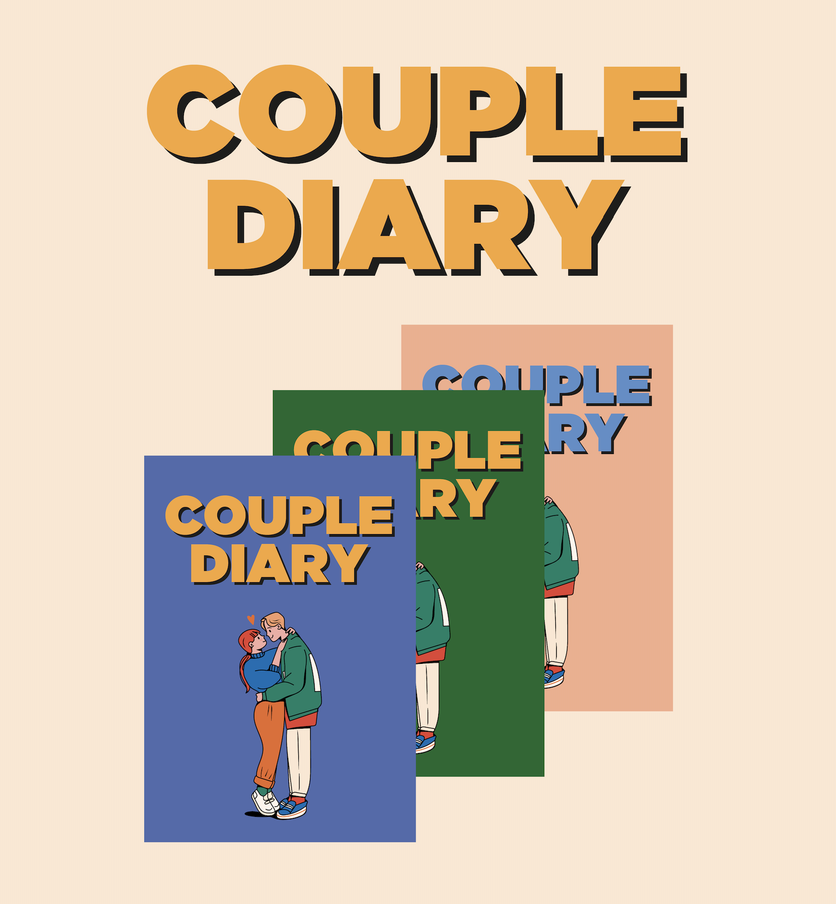 커플 다이어리 굿노트 노타빌리티 먼슬리 위클리 다이어리 속지 월별 플래너 일러스트 Couple Diary PDF : FIRPENG