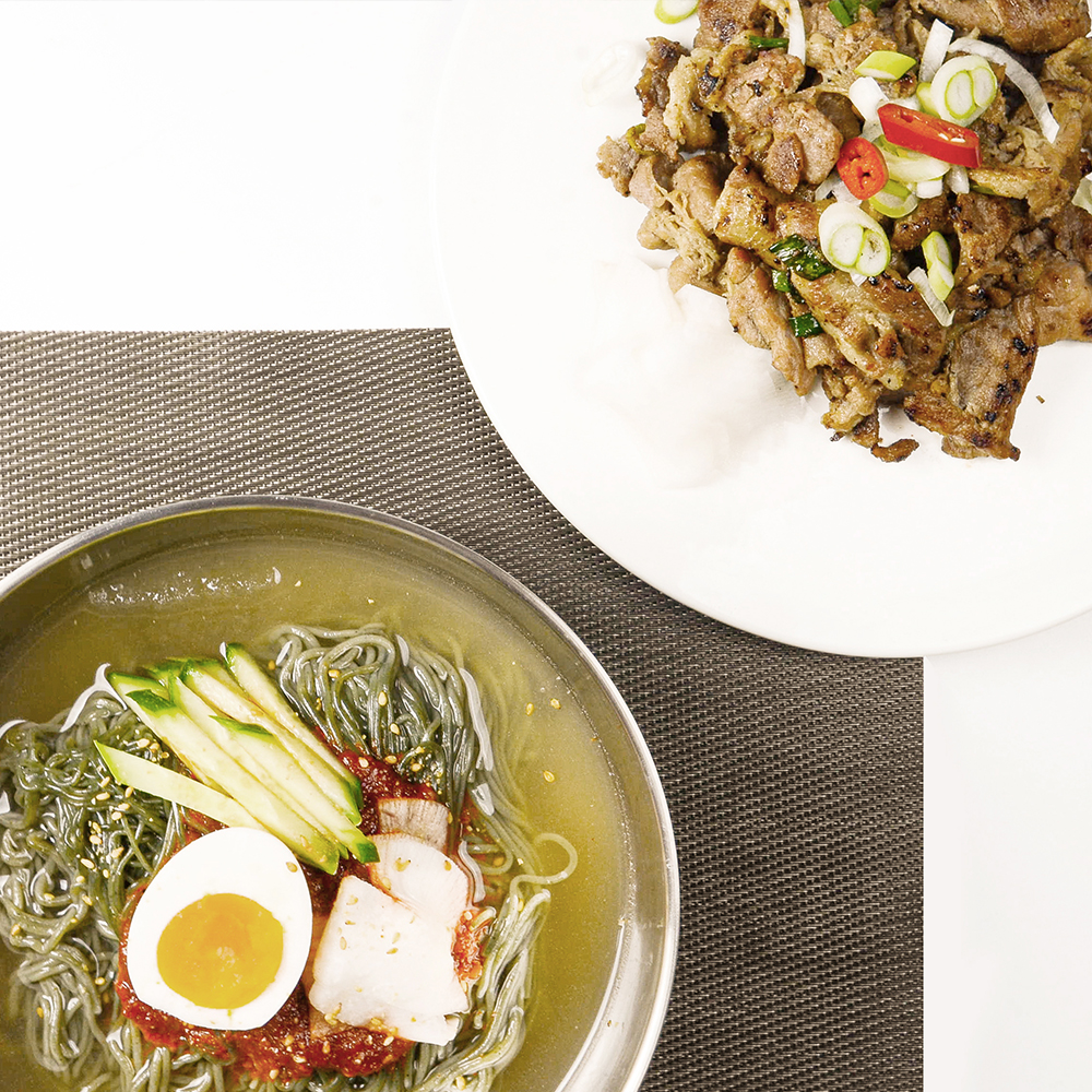 고쌈냉면 / 산채냉면+직화석쇠불고기 : 자연한올
