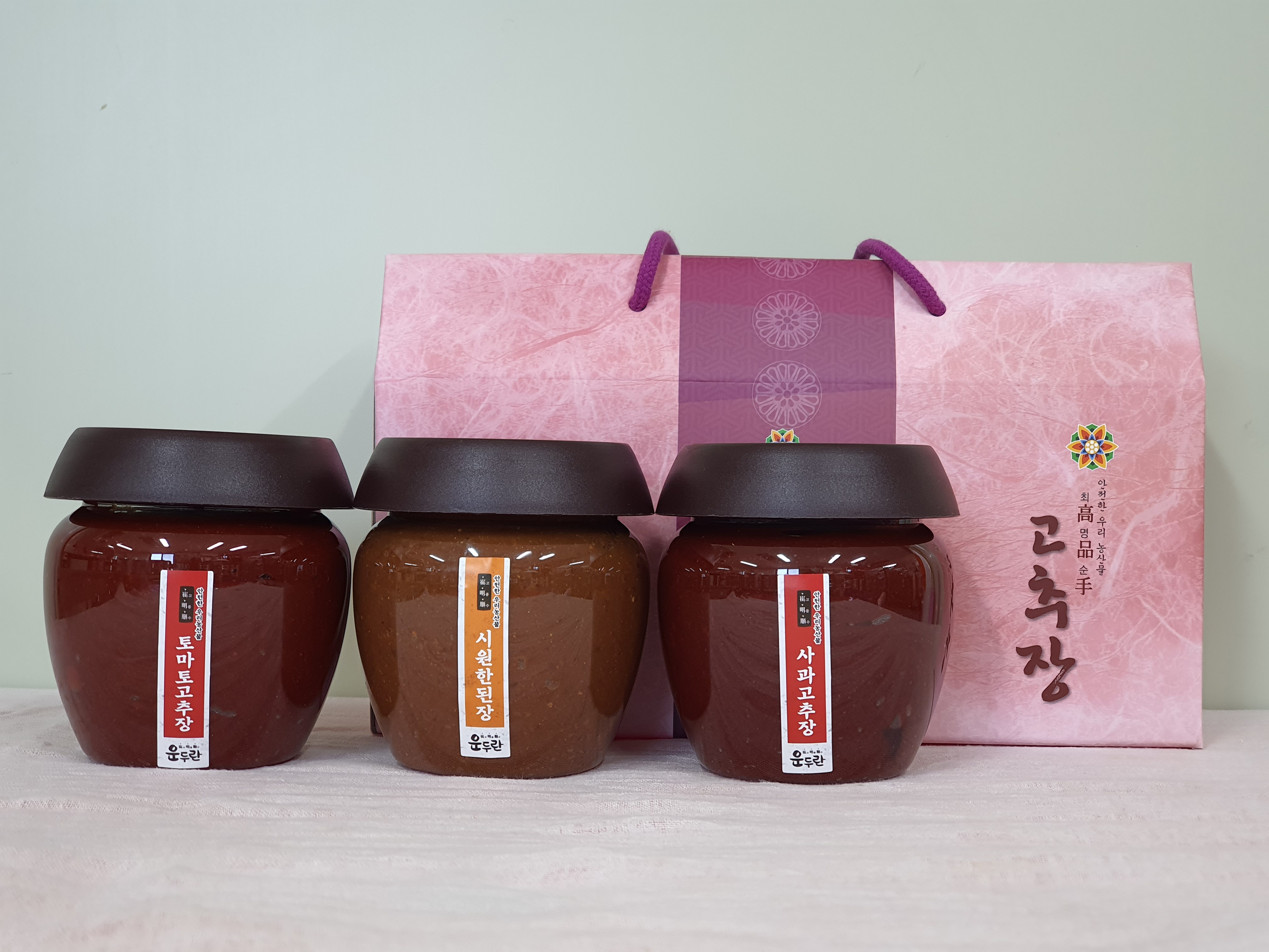운두란 전통장류 선물세트A(토마토고추장500g, 사과고추장500g, 된장500g) : 운두란