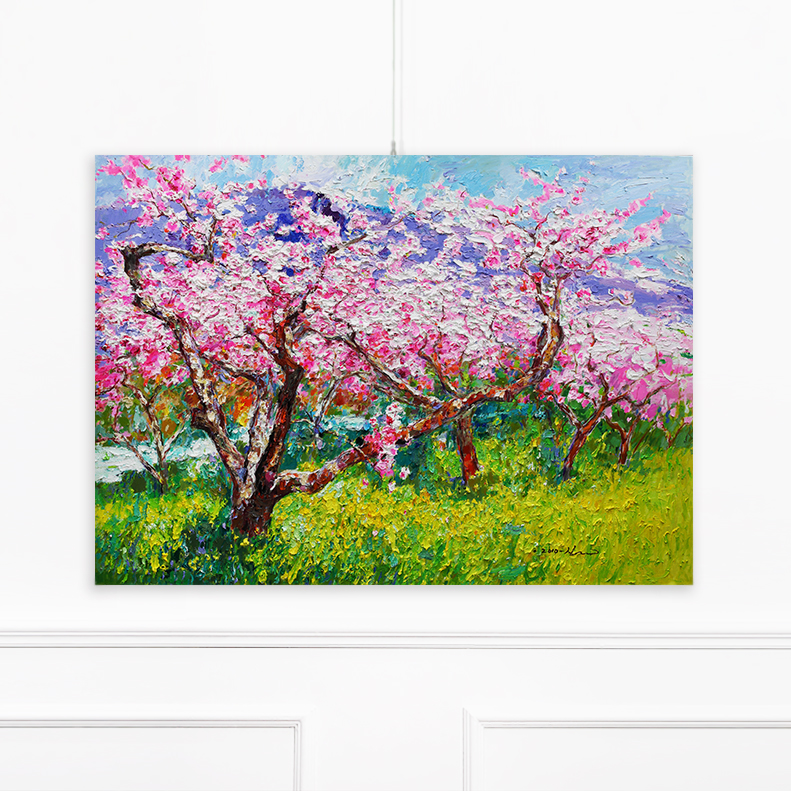 인기 화가 이상열 국내 작가 유화 그림 도원의 꿈 캔버스액자 소형6호 41x27cm : 인메이블