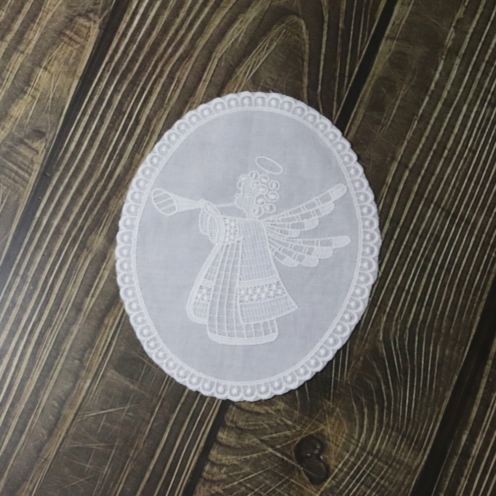 (1개)나팔천사 2색 사이즈 17cm x 14cm [면 모티브 레이스 원단 와펜] : 남영레이스