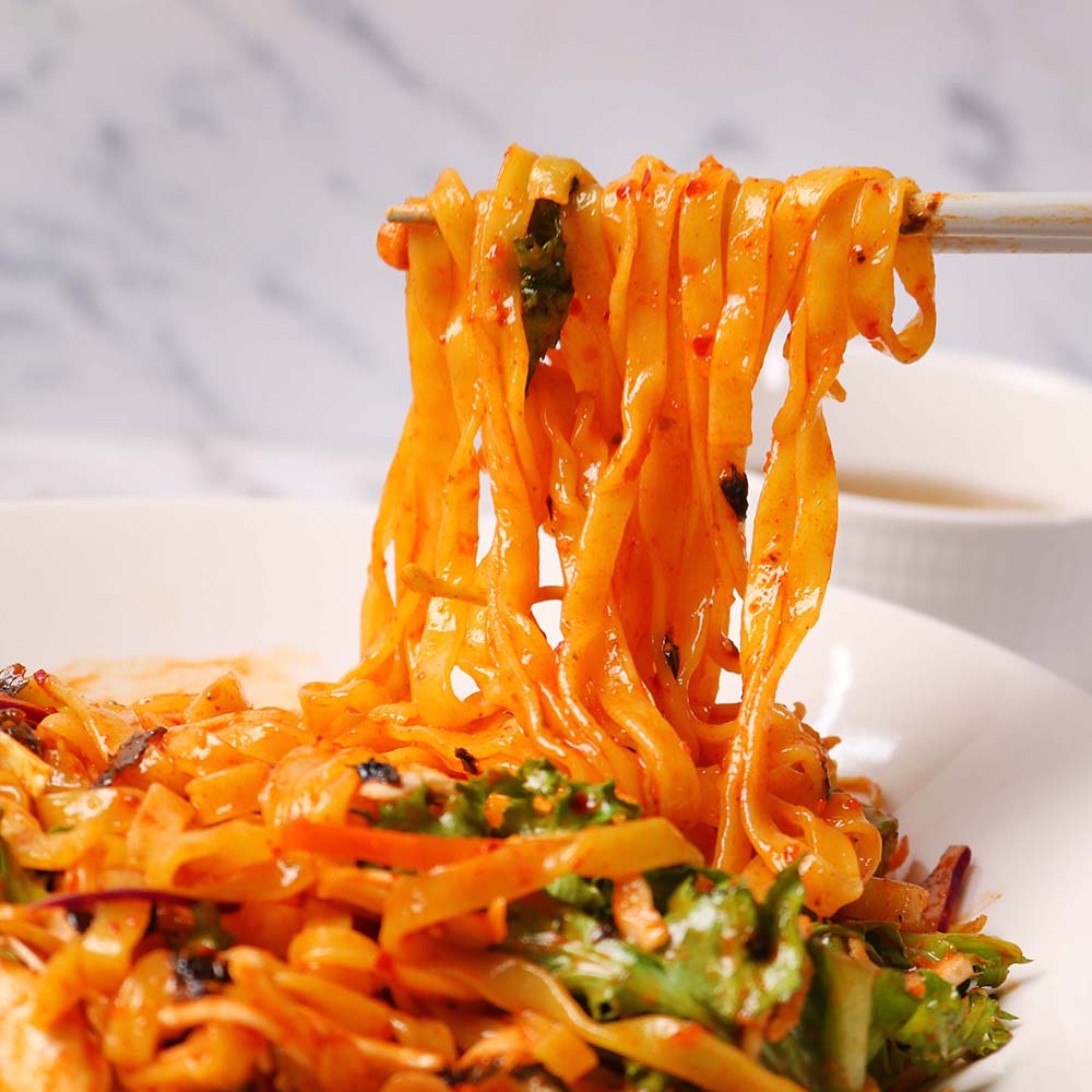 쫄깃매콤 비빔칼국수 2인분 야채+장국 포함 팔공산얼큰이 : 랜선식당