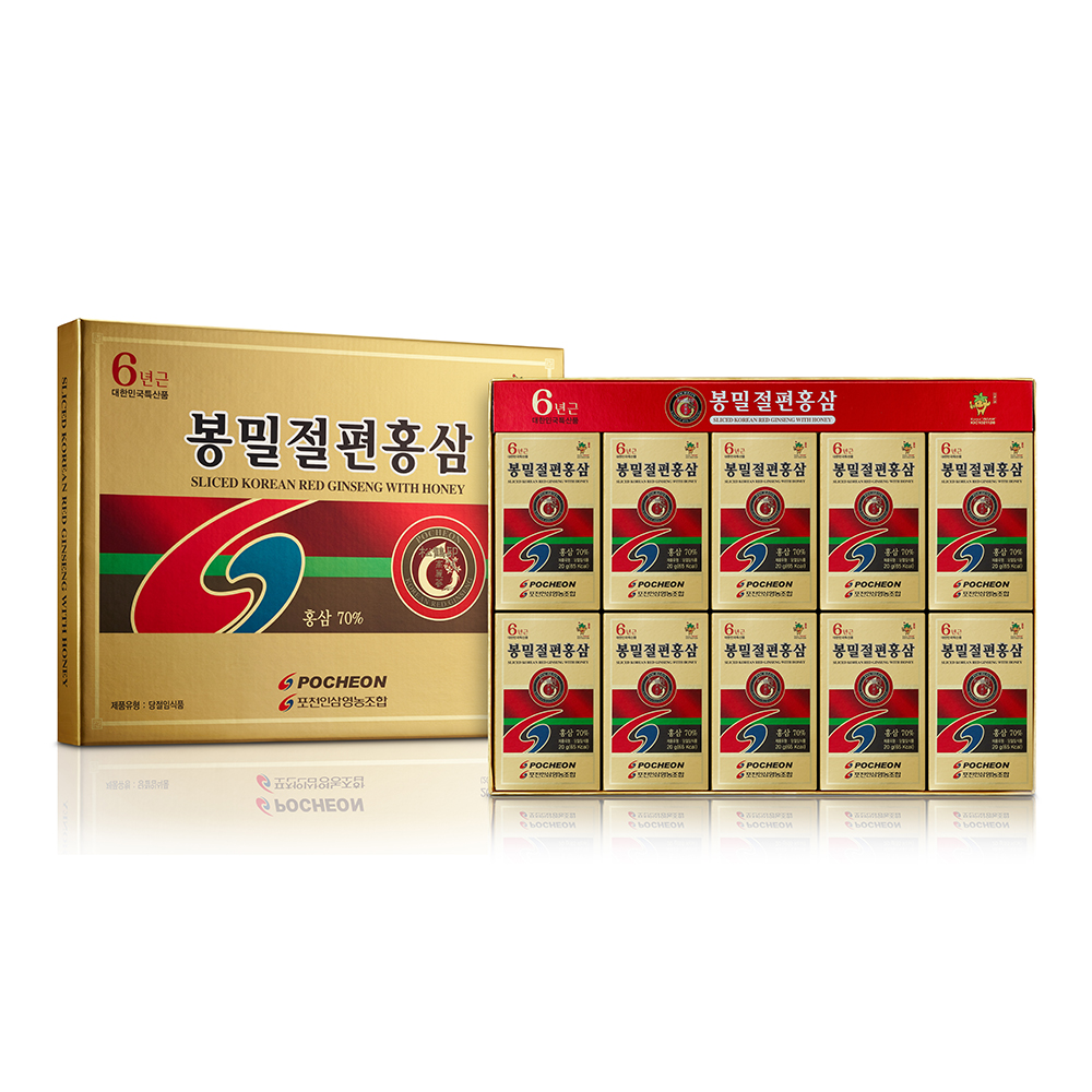 포천인삼 봉밀절편홍삼 20g x 10개 6년근 홍삼절편 : 포천인삼영농조합