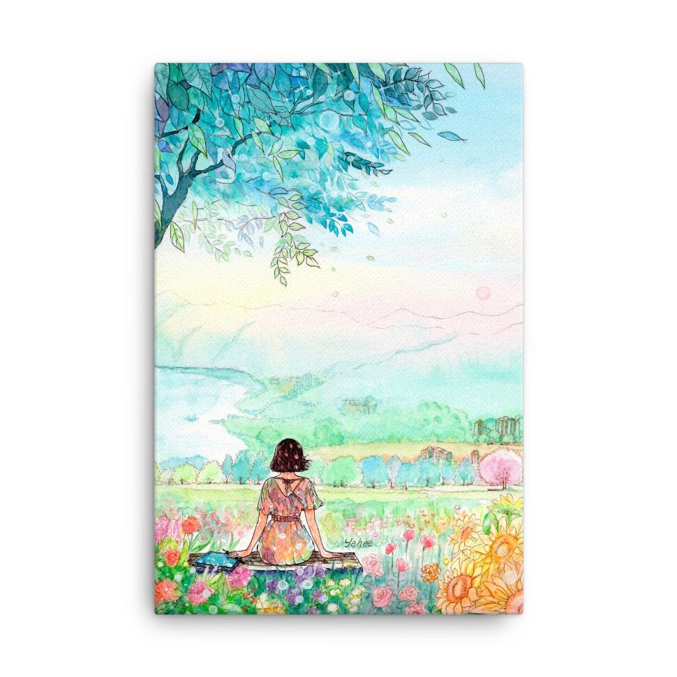 나무 그늘 아래 예희 작가 그림 작품 캔버스 액자 A3 사이즈 : 컨티뉴 아트샵