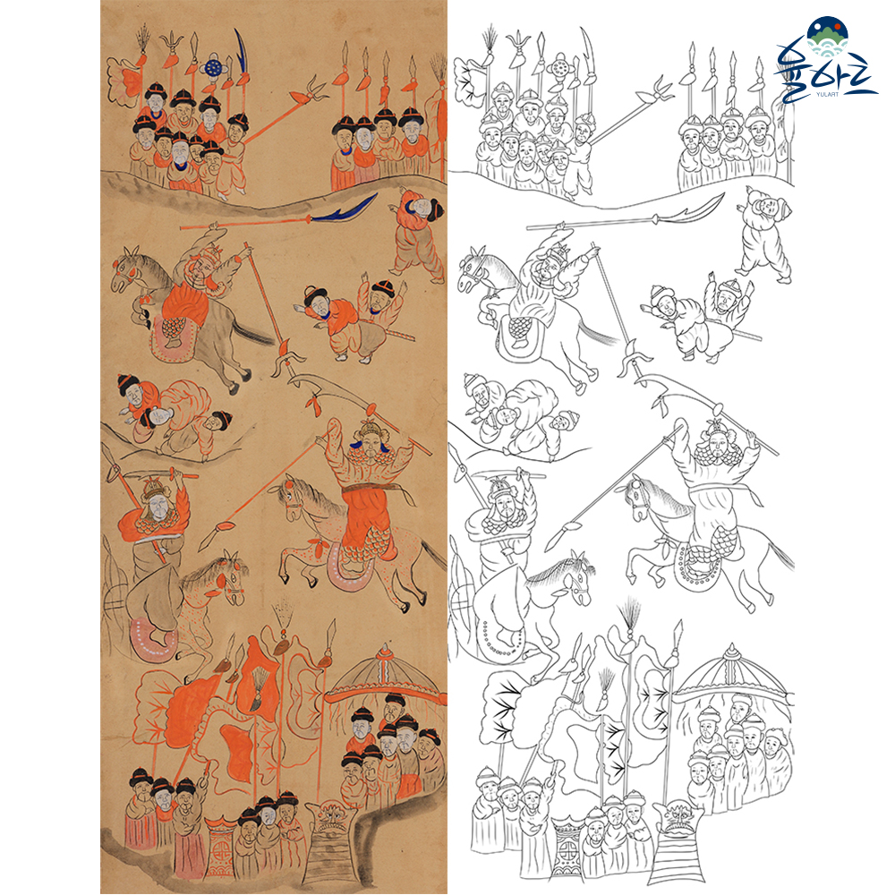 삼국지연의도 8폭 병풍 1 민화 도안 그리기 일반용지 중형 : 율아트