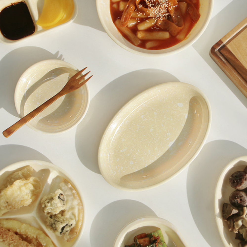 빈티지 멜라닌 떡볶이그릇 감성캠핑 홈포차 분식집 포장마차 점박이 그릇 옛날 레트로 접시 : 조이스힐