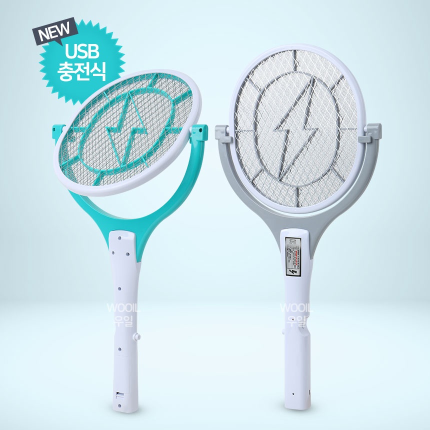 USB 충전 회전 전기 모기채 SIK-003 모기 파리 벌레 벌 해충 퇴치기 파리채 : 조은쌤