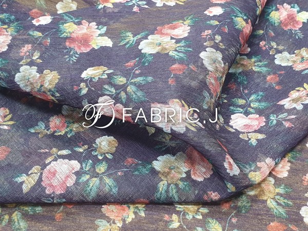 패브릭제이 잔꽃 플라워 프린트 촘촘한 슬라브 폴리 라비샤 원단 FJ-200 : FABRIC.J
