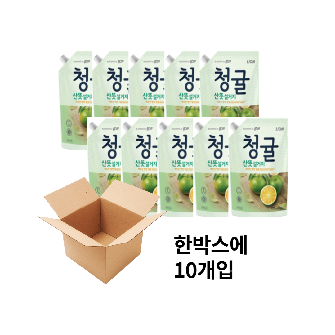 참그린 주방세제 청귤1kg 리필용 10개입(1box) : 그린생활건강KSM