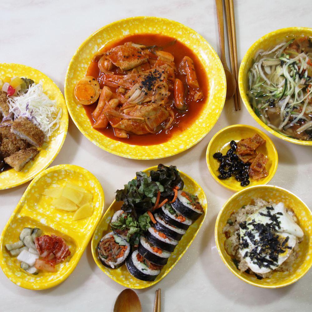 멜라민 그릇 빈티지 국내생산 분식집 레트로 떡볶이 분식 노랑 우동 업소용 스낵 접시 : 현이네 하우스