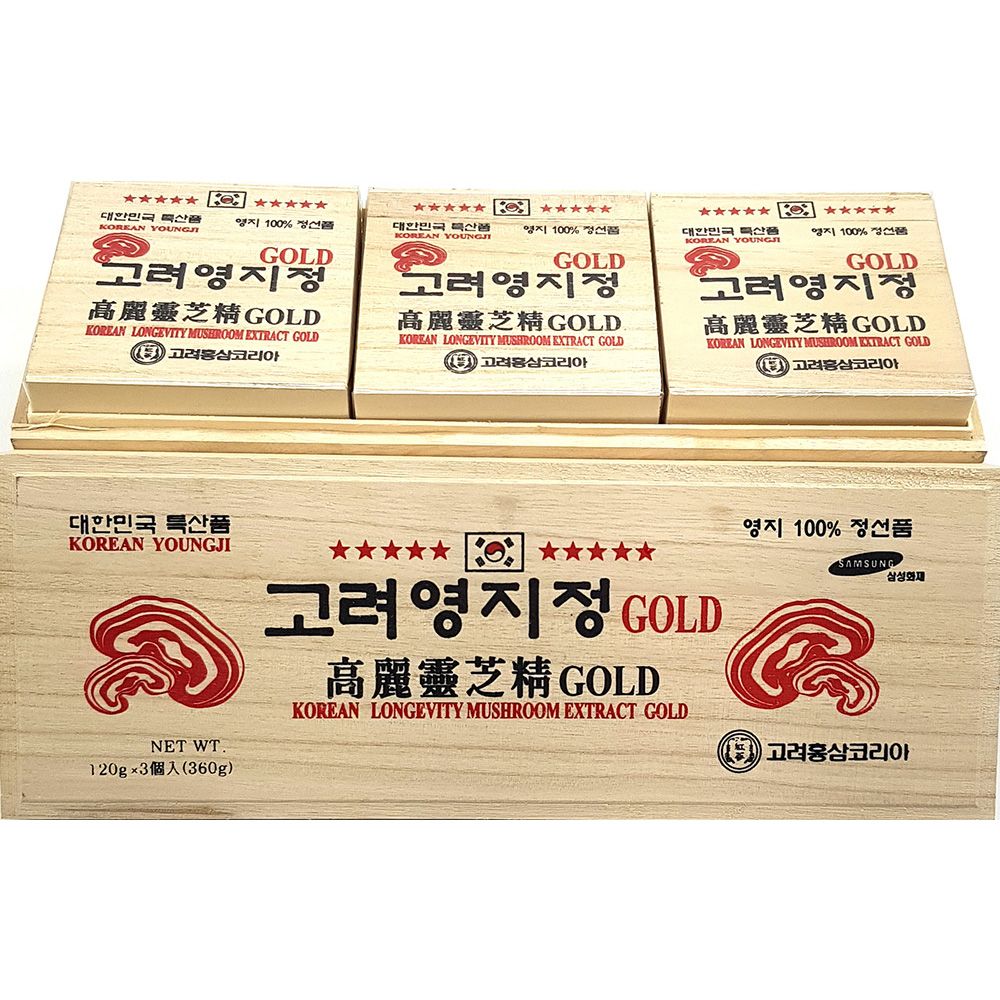 고려 영지정 골드120g x 3병 나무상자 : 필레오샵